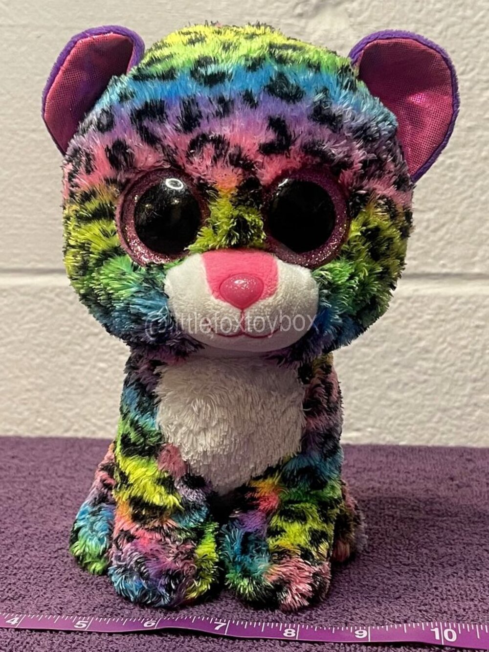 Ty Beanie Boos Dotty Leopard Plush Rainbow Multicolor Sparkle Eyes ESSA Toy Cute